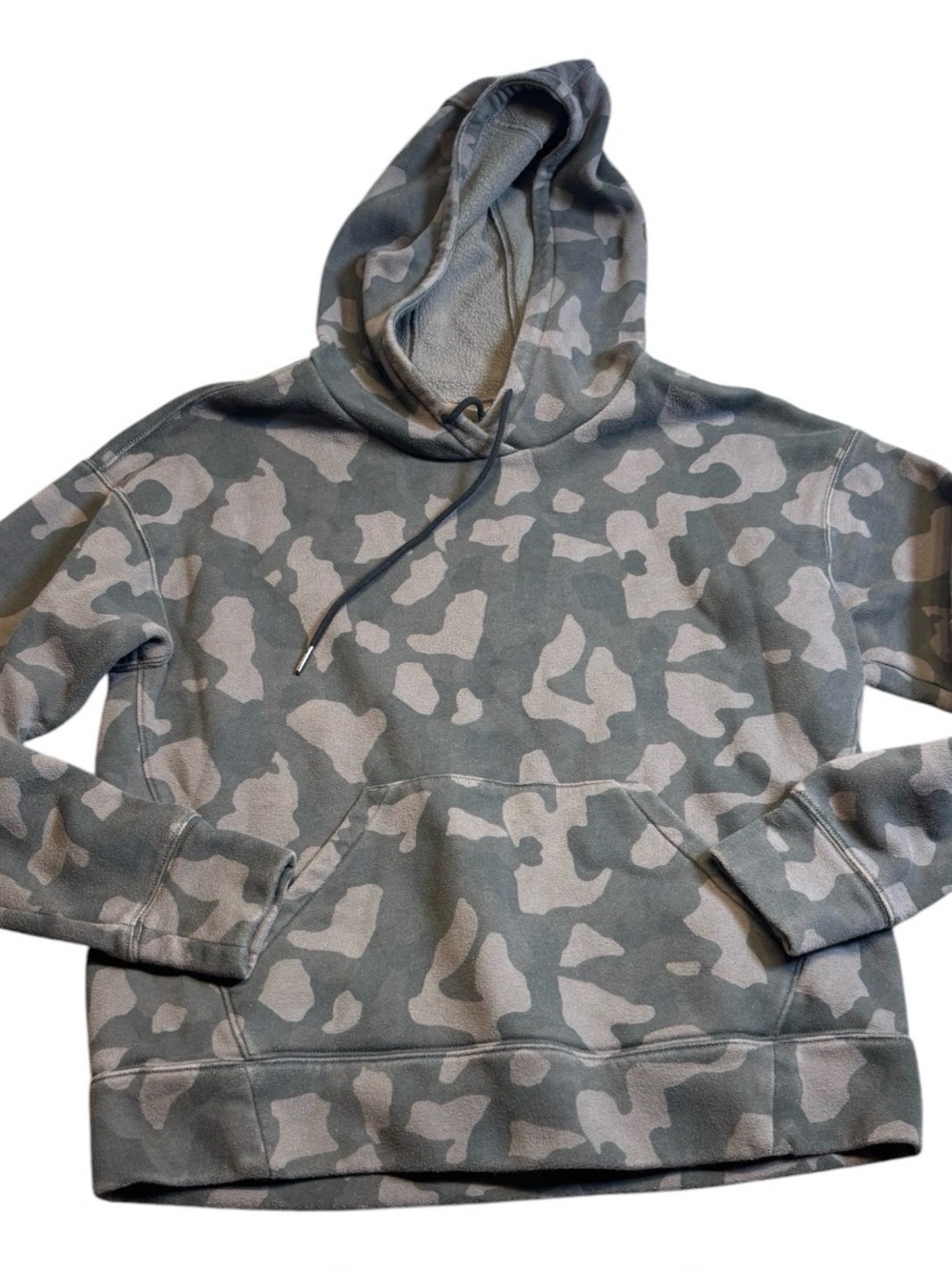 Zella Cara Everyday Camo Hoodie Small Gray Fleece Oversized Pullover EUC - Picture 1 of 10